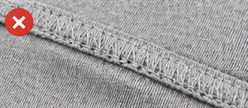 Uneven stitching on polo shirt