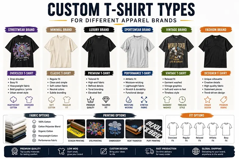 Custom T-Shirt Types for Different Apparel Brands