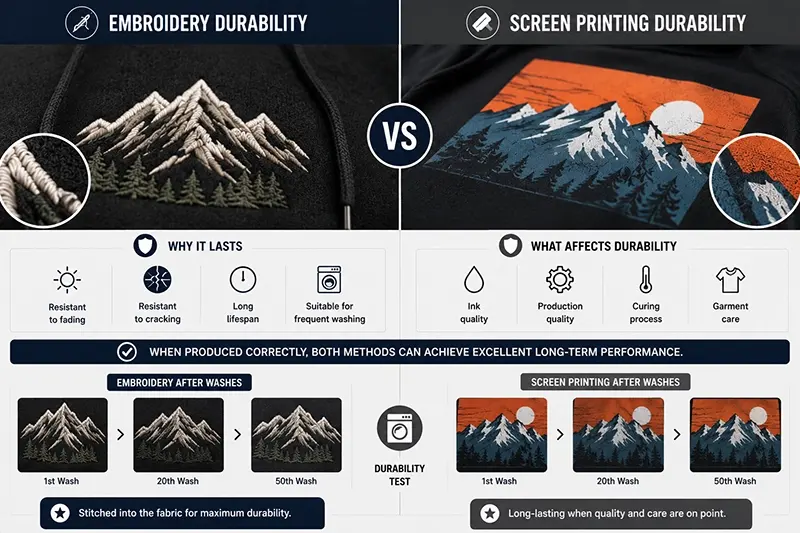 Embroidery vs Screen Printing Durability