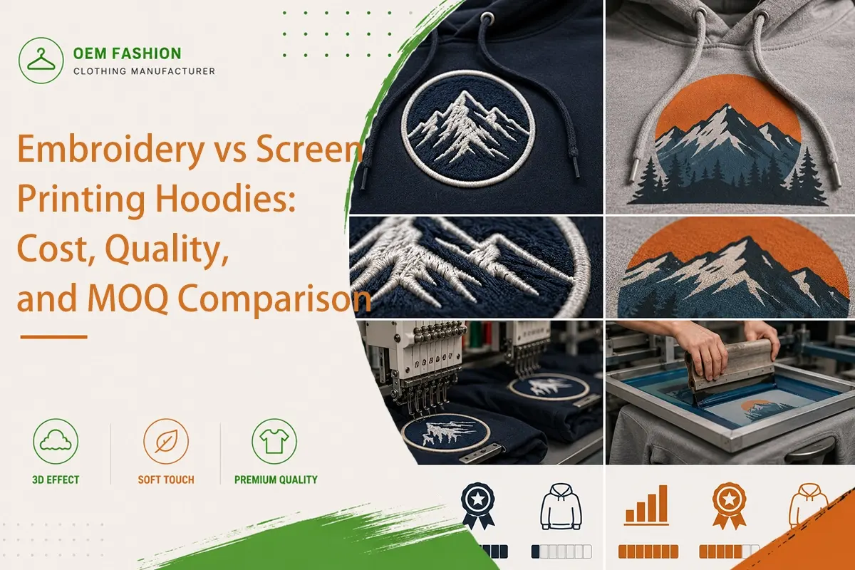 Embroidery vs Screen Printing Hoodies Cost Quality and MOQ Comparison