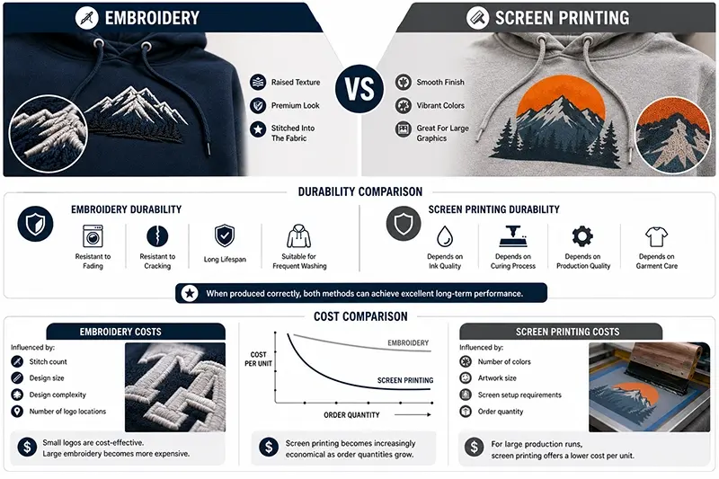 Embroidery vs Screen Printing