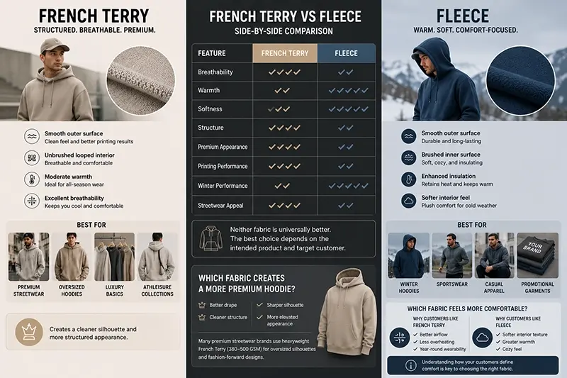 French Terry vs Fleece Side by Side Comparison