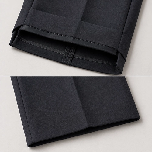 Inside and outside formal pants hem finishing