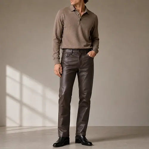 Straight fit custom leather pants