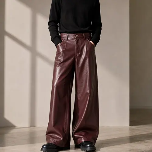 Wide leg custom leather pants