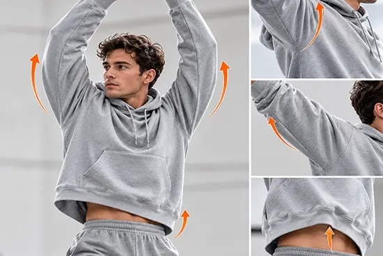 Gym hoodie arms overhead movement test