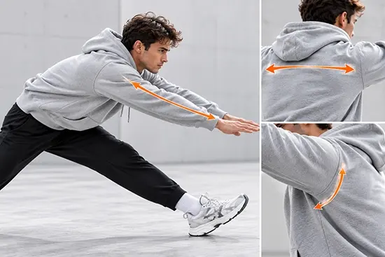Gym hoodie forward reach movement test