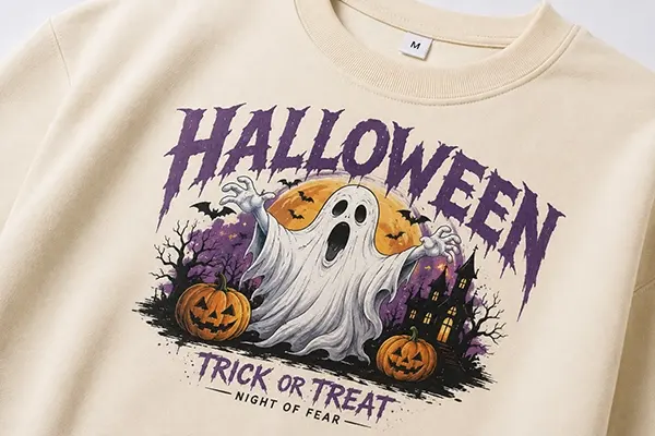 DTF printing on a Halloween T-shirt