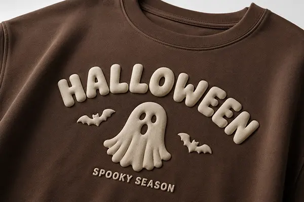 Puff printing on a Halloween T-shirt