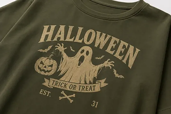 Screen printing on a Halloween T-shirt