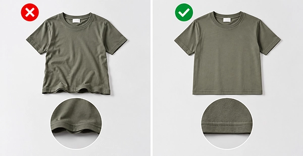 Uneven hem comparison